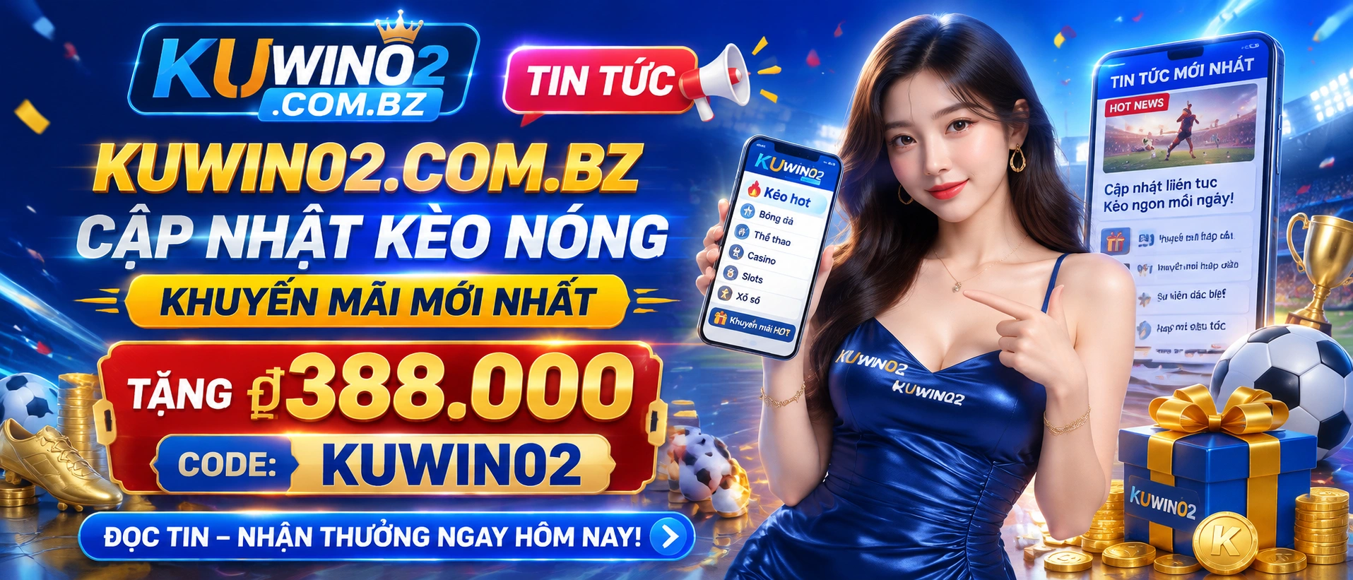 Giao diện tin tức khuyến mãi trên mobile của kuwin02.com.bz